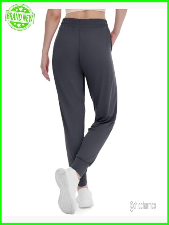 High Rise Sweatpants with Pockets, 27" Inseam, Polyester Spandex Blend - Picture 2 of 7